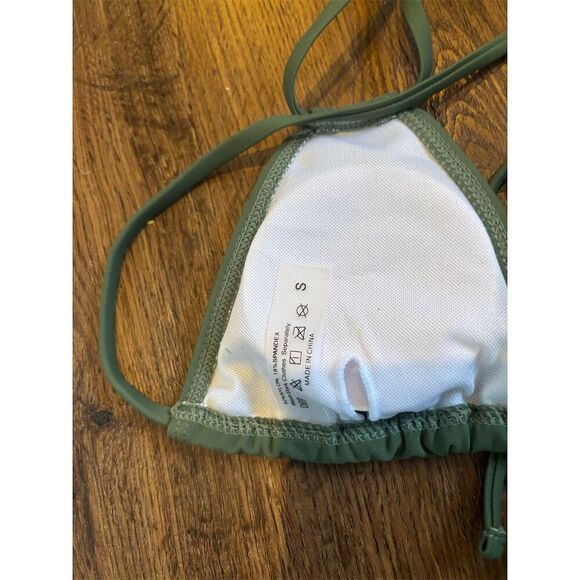 Hisaguhe Women's Dark Green Tie-Side Triangle Bikini Set Size S - Picture 8 of 12